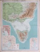 Antique Map Australia Victoria & Tasmania Melbourne Hobart.