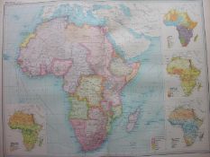 Antique Map Africa Vegetation Races Density of Population.