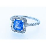 GIA Certified 2.83ct Blue Colour Change VS Untreated Sapphire & Diamonds Ring