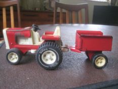 Vintage Tonka Red Tractor with Trailer