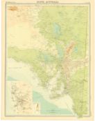 Antique Map South Australia Adelaide Kangaroo Island.