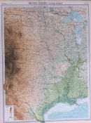 Antique Map USA Central Texas Oklahoma Louisiana Nebraska Rocky Mountains.