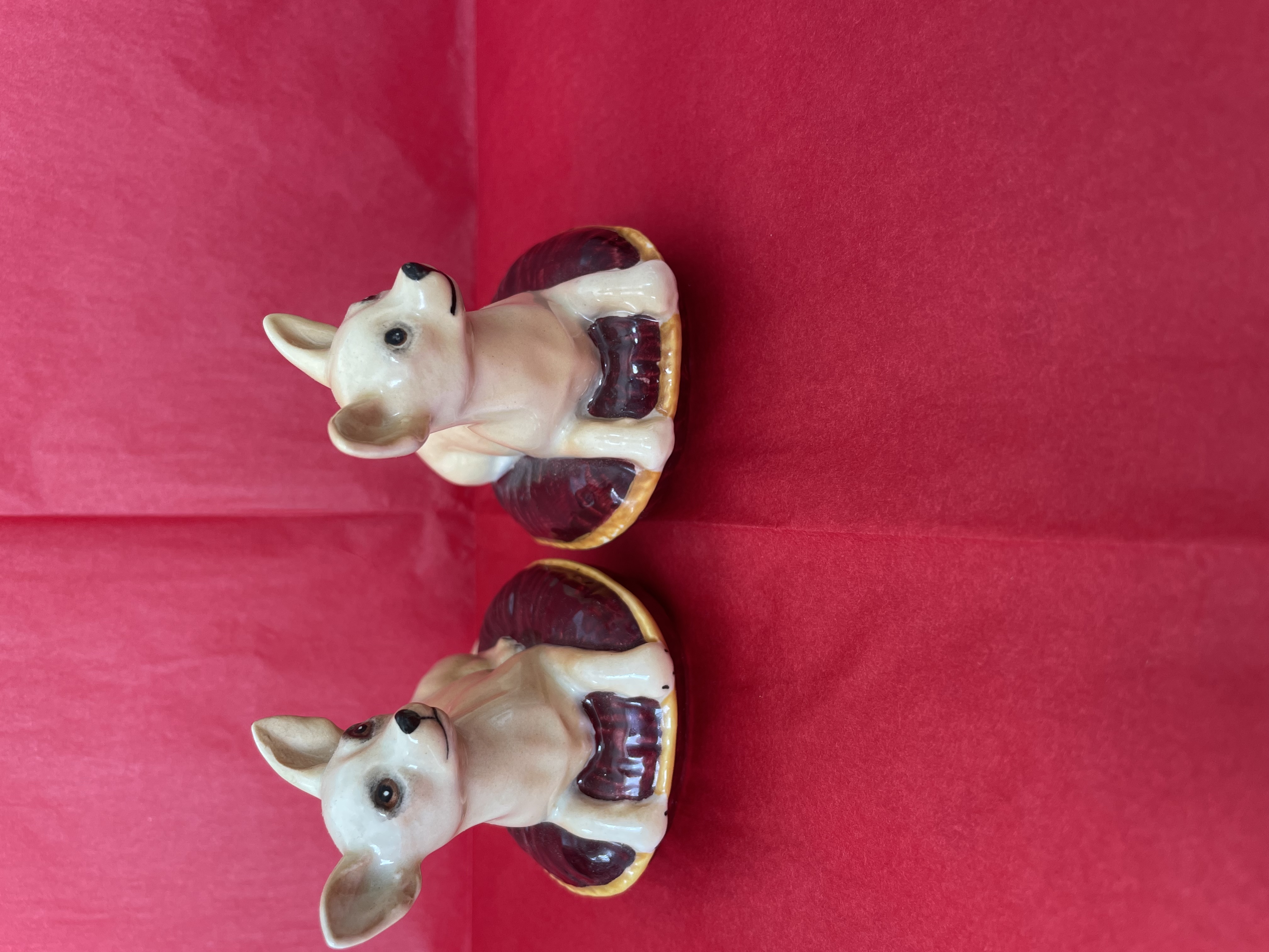 Beswick - Chihuahua Laying on a cushion x 2