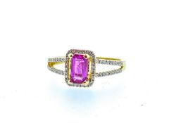Certified 1.45 ct Untreated Pinkish / Red , Natural Ruby & Diamonds Ring