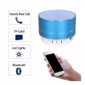 Mini Portable Metal Round Bluetooth Wireless Super Bass Speaker - Blue