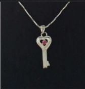 Women Giani Jewellery Crystal Heart Key Pendant with Swarovski Crystal