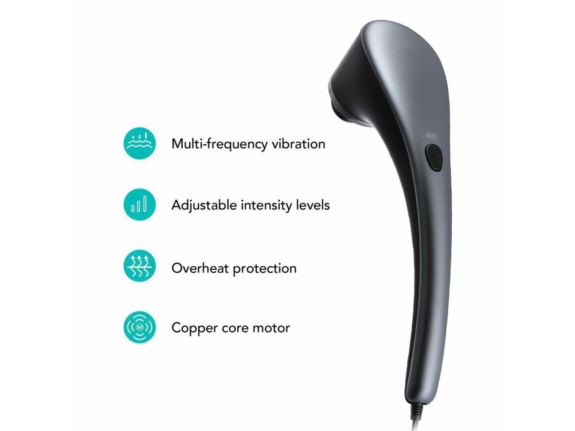 NAIPO Handheld Percussion Massager with Heating 6 Interchangeable Massage Nodes Stepless Speed - Image 2 of 5