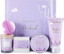 BODY & EARTH Pamper Gifts for Women, 5 Pcs Orchid Bath Spa Gift Set