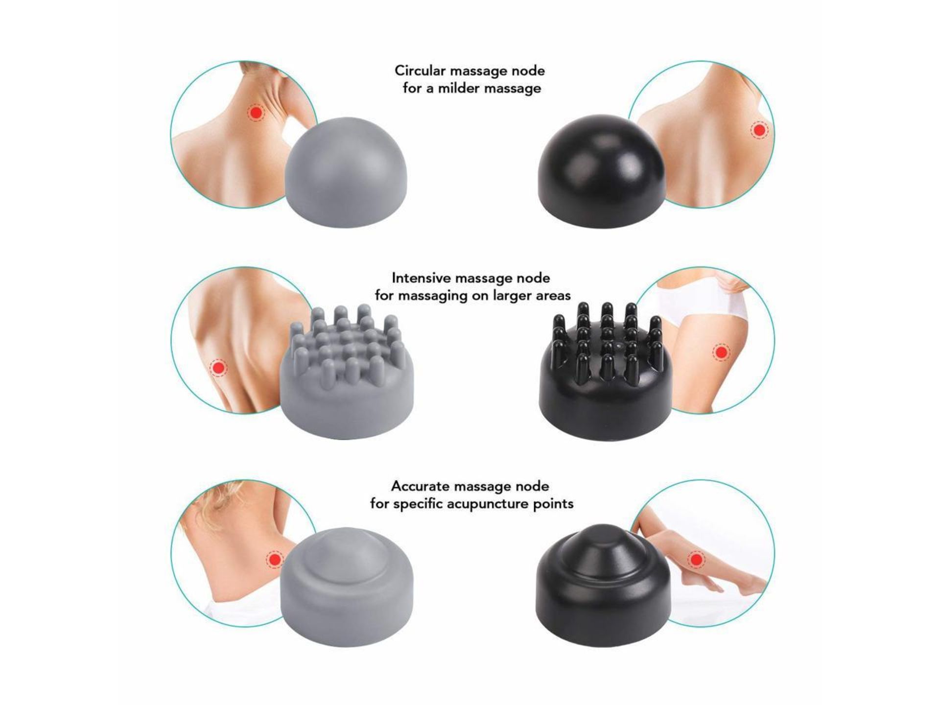 NAIPO Handheld Percussion Massager with Heating 6 Interchangeable Massage Nodes Stepless Speed - Image 3 of 5