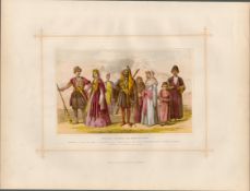 Georgian Circassian Armenian Race Traditional Costume Antique Print.