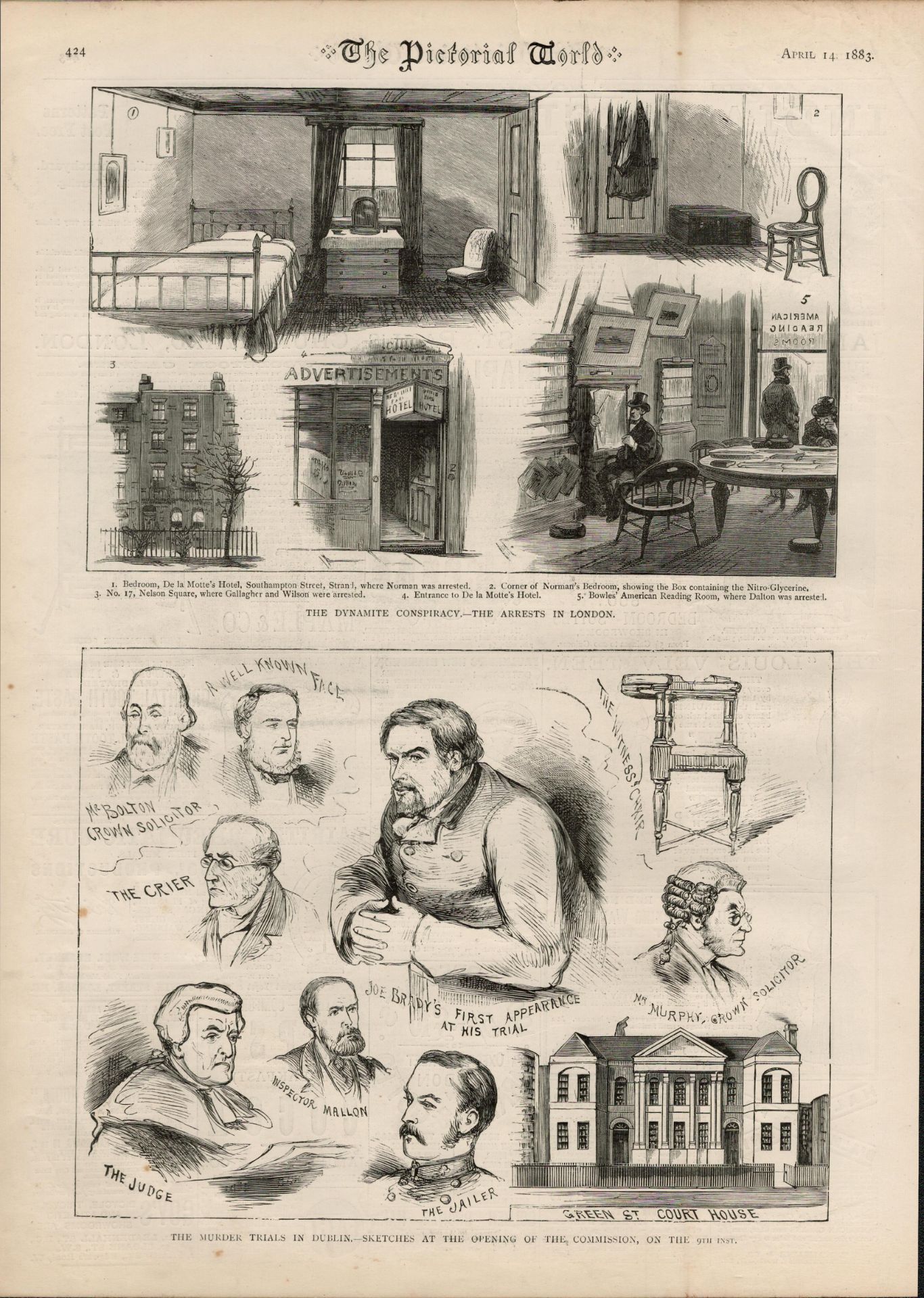 Phoenix Park Murders Irish Invincible Joe Brady First Court Appearance 1883.