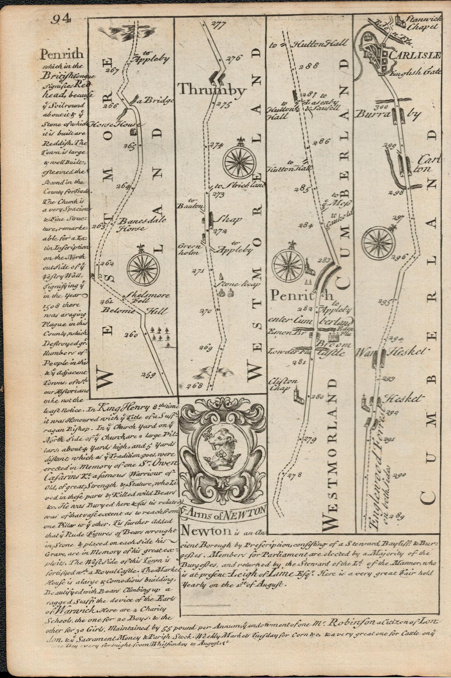 Britannia Depicta E Bowen Rare c1730 Map Lancaster Preston Kendal Penrith Carlisle Etc. - Image 2 of 2