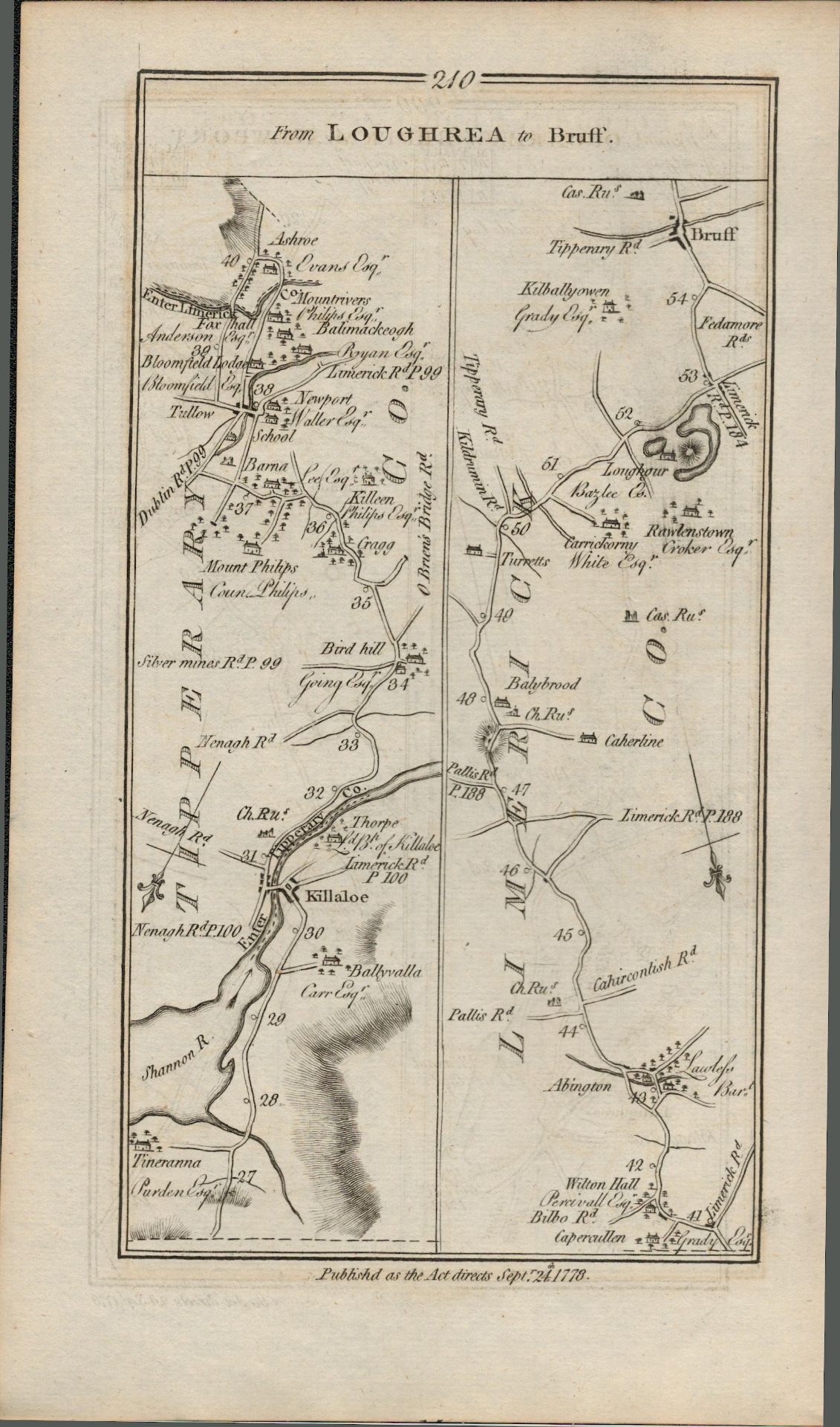 Taylor & Skinner 1777 Ireland Map Loughrea Bruff Galway Tipperary Limerick - Image 2 of 2