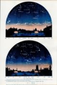 The Stars for June Over London Astronomy Antique Book Plate.