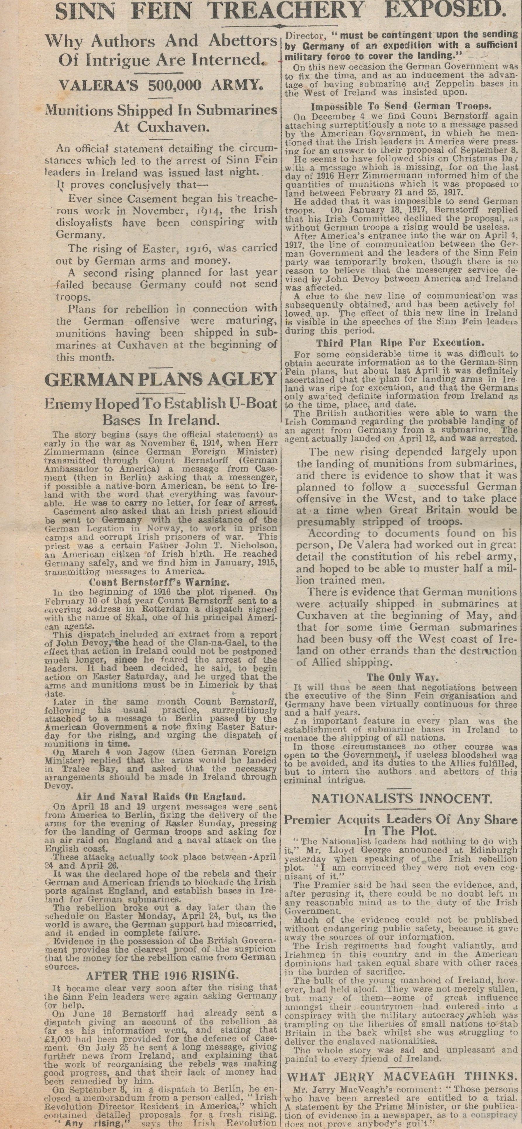 Sinn Fein Leaders Griffith, Maud Gonne MacBride, De Valera Sent to English Prisons - Image 6 of 7