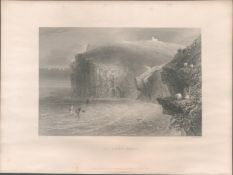 St Bees Head Cumbria Antique 1842 Steel Engraving.