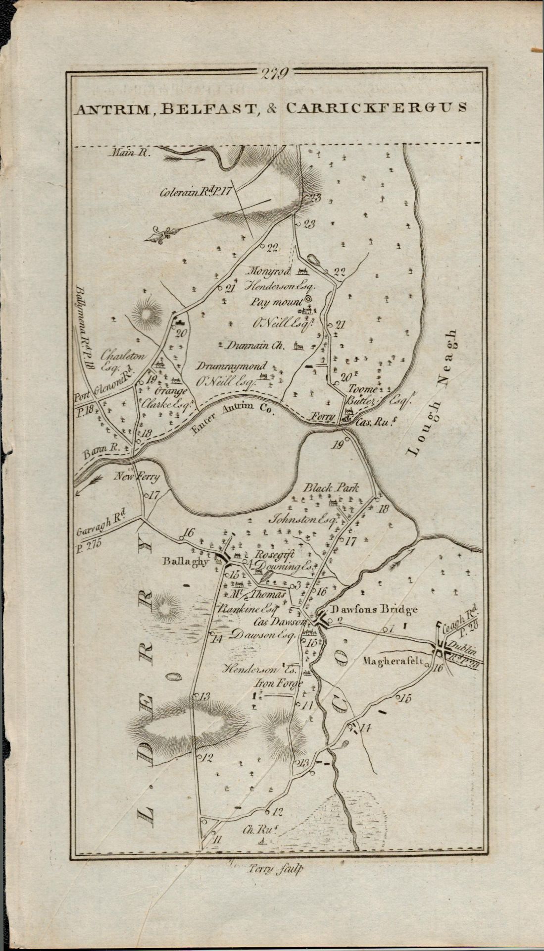 Taylor & Skinner 1777 Road Map Ulster Antrim Belfast Downpatrick Magherafelt