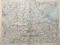 Victorian 1897 Large Map Peterborough Spalding Grantham Boston Etc.