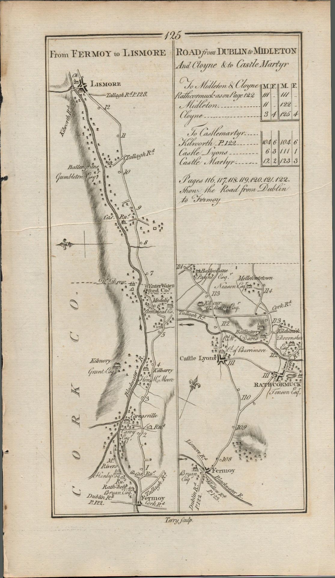 Taylor & Skinner 1777 Ireland Map Co Cork Lismore Midleton Fermoy Cloyne Mogeely.