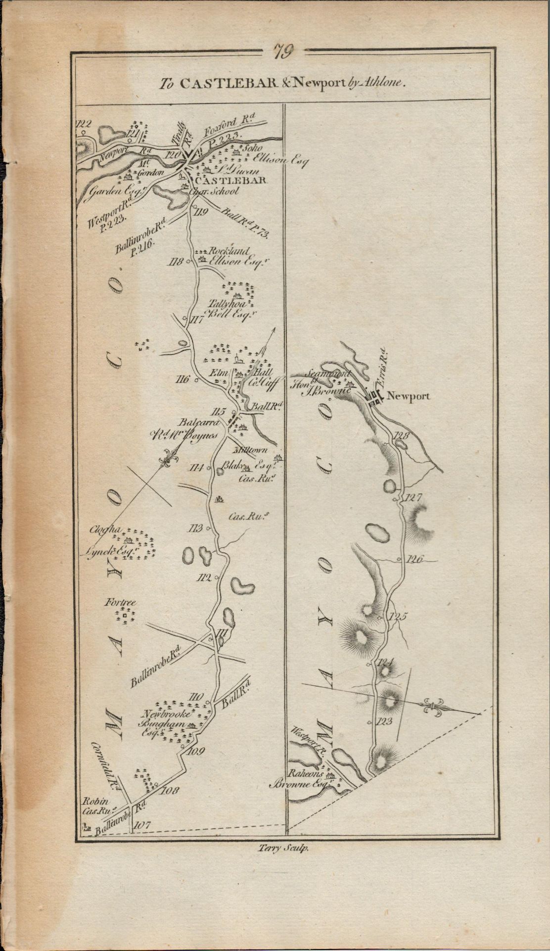 Taylor & Skinner 1777 Ireland Map Co Galway Co Mayo Castlebar Newport Dunmore. - Image 2 of 2