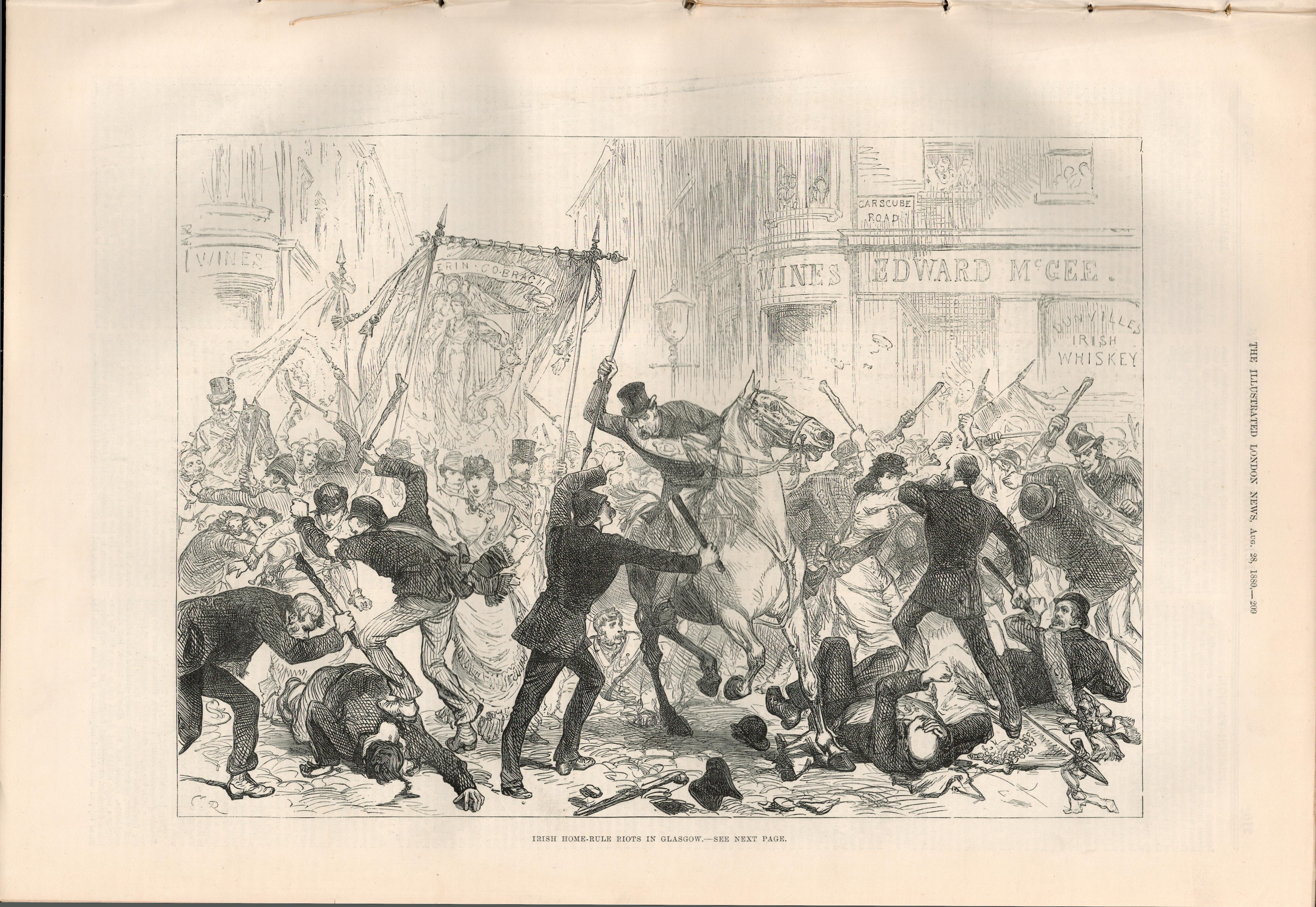 Irish Home Rule Glasgow City Centre Riots Antique 1880 Newspaper