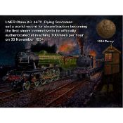 Flying Scotsman Steam Train 100 MPH 1934 Record Speed Metal Coin Gift Set