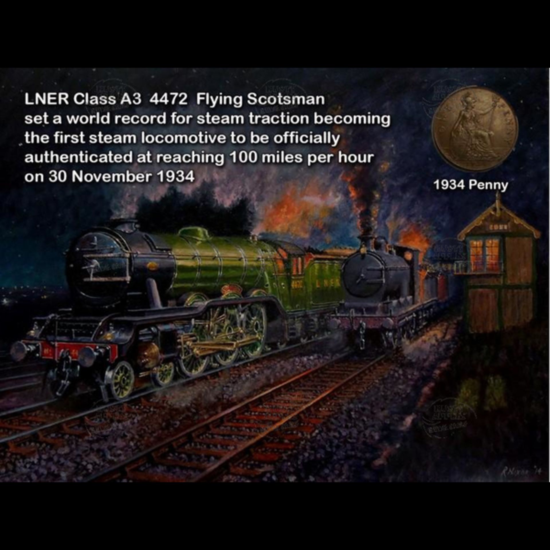 Flying Scotsman Steam Train 100 MPH 1934 Record Speed Metal Coin Gift Set