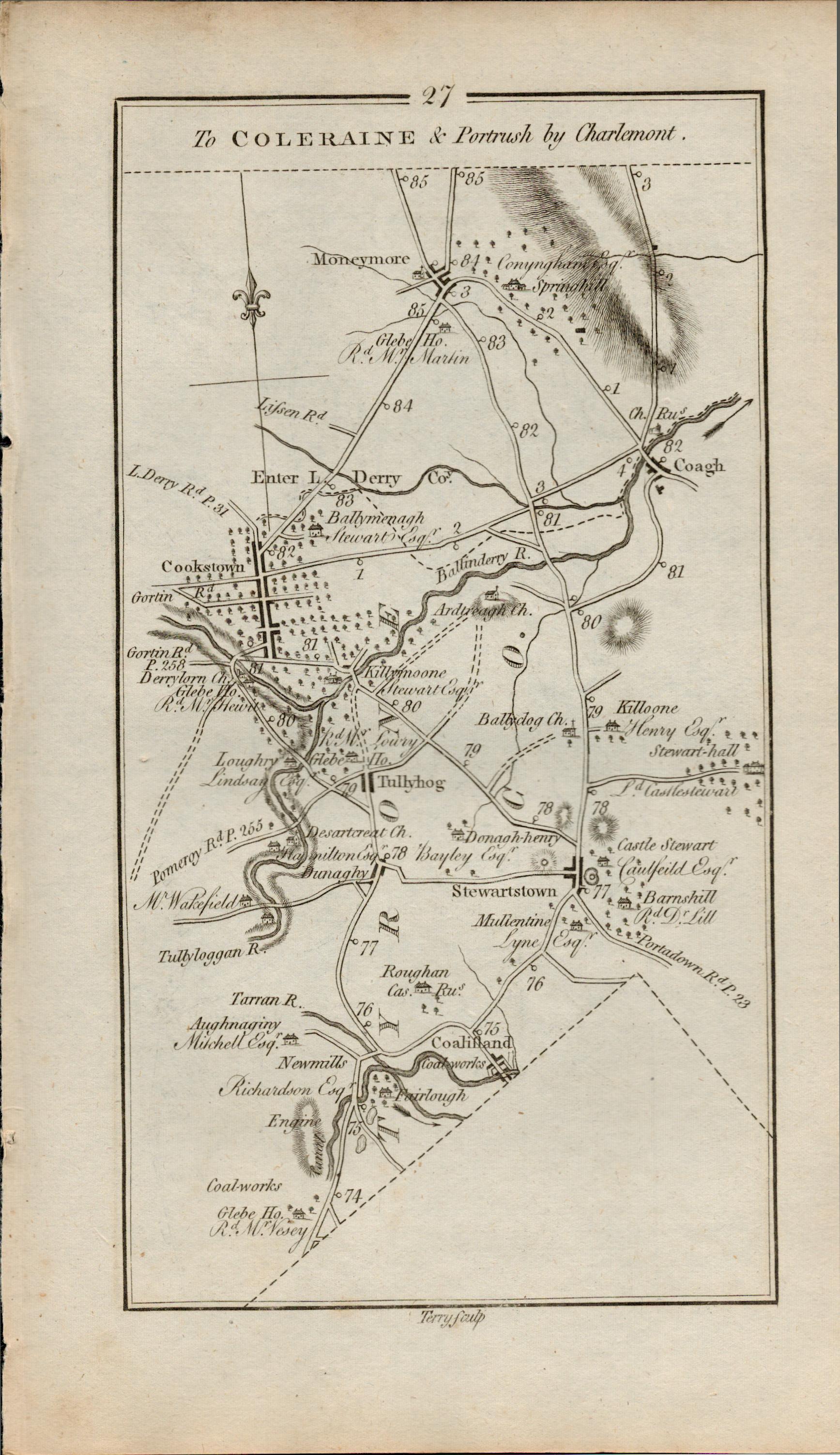 Taylor & Skinner 1777 Ireland Map Ulster Derry Coleraine Portrush Magherafelt Etc.