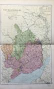 Coloured Antique Large Map Monmouthshire GW Bacon 1904.