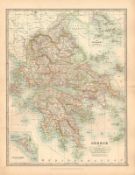 Greece Corfu Paxo The Cyclades Large Coloured Antique Map.