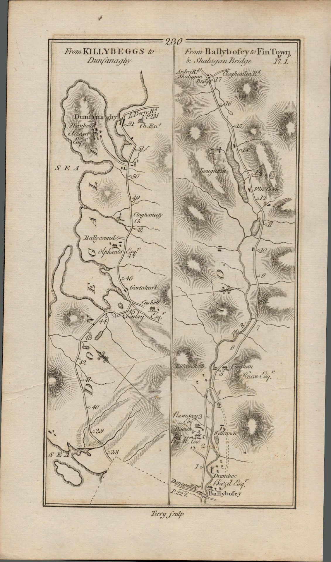 Taylor & Skinner 1777 Ireland Map Killybegs Donegal Narin Dungloe Ballybofey. - Image 2 of 2