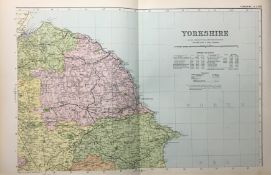 Coloured Antique Large Map Yorkshire North East Riding GW Bacon 1904.