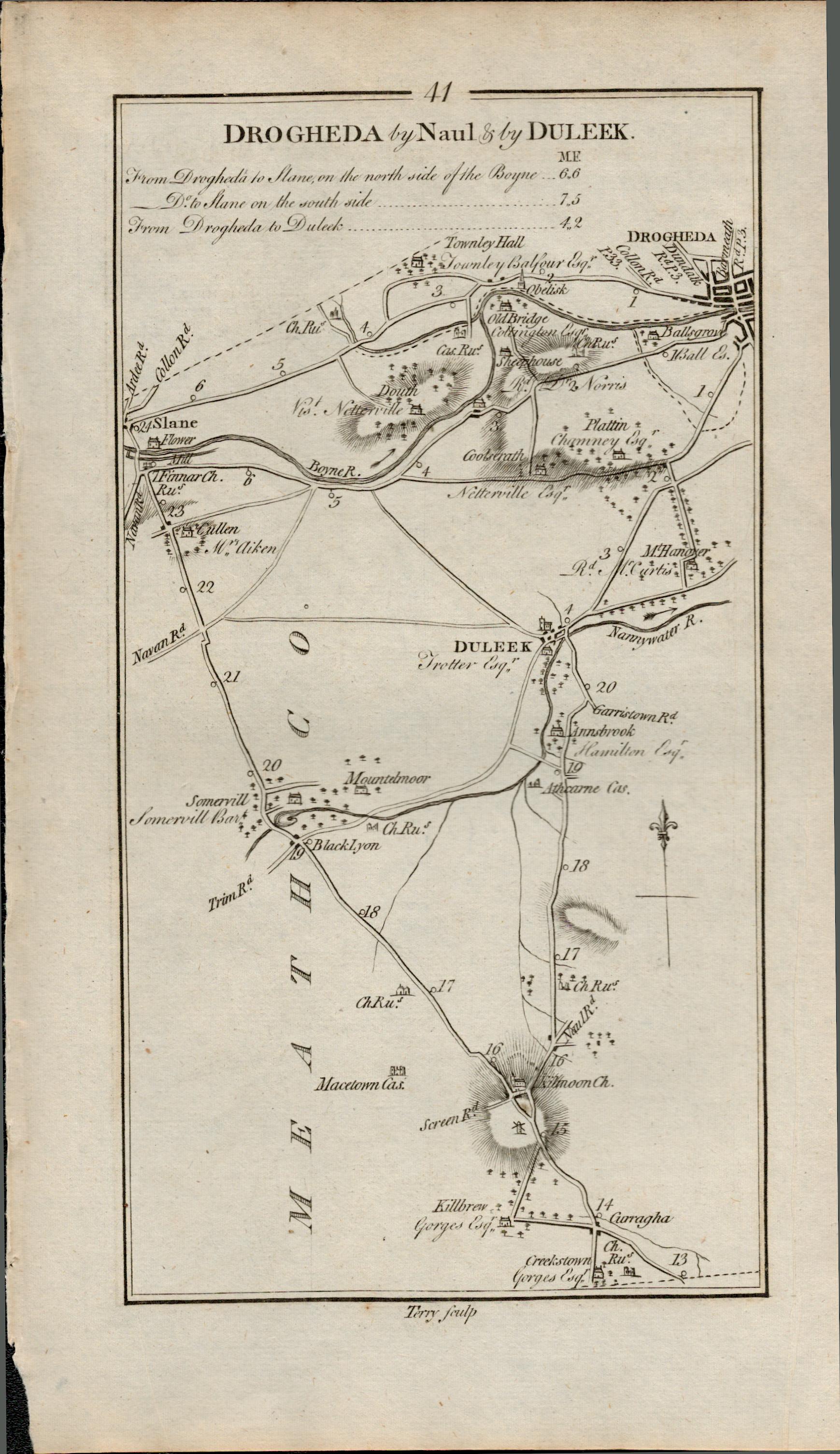 Taylor & Skinner 1777 Ireland Map Slane Drogheda Dunleek Ardee Naul Co Meath. - Image 2 of 2