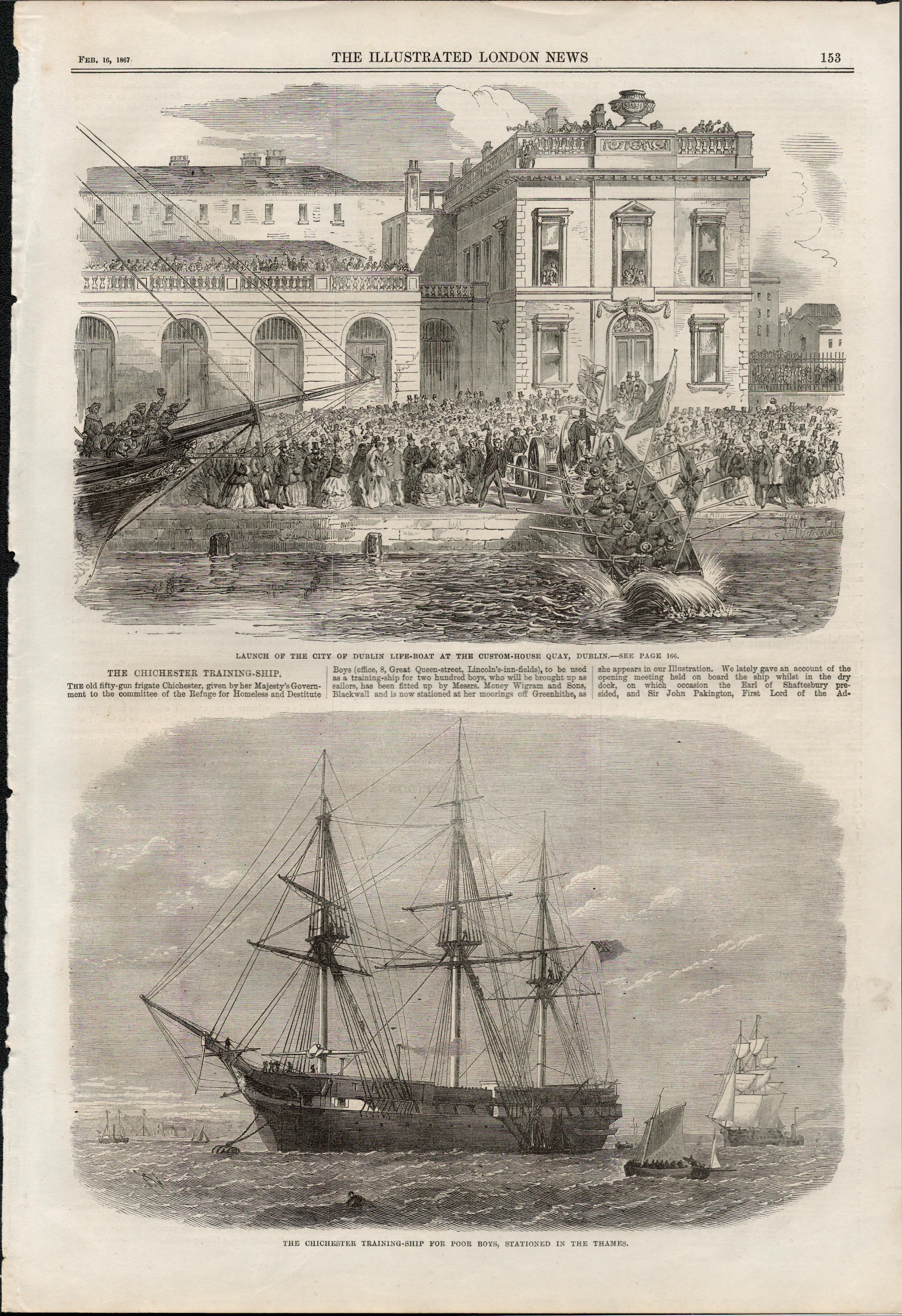Launch of the City of Dublin Life-Boat Antique 1867.