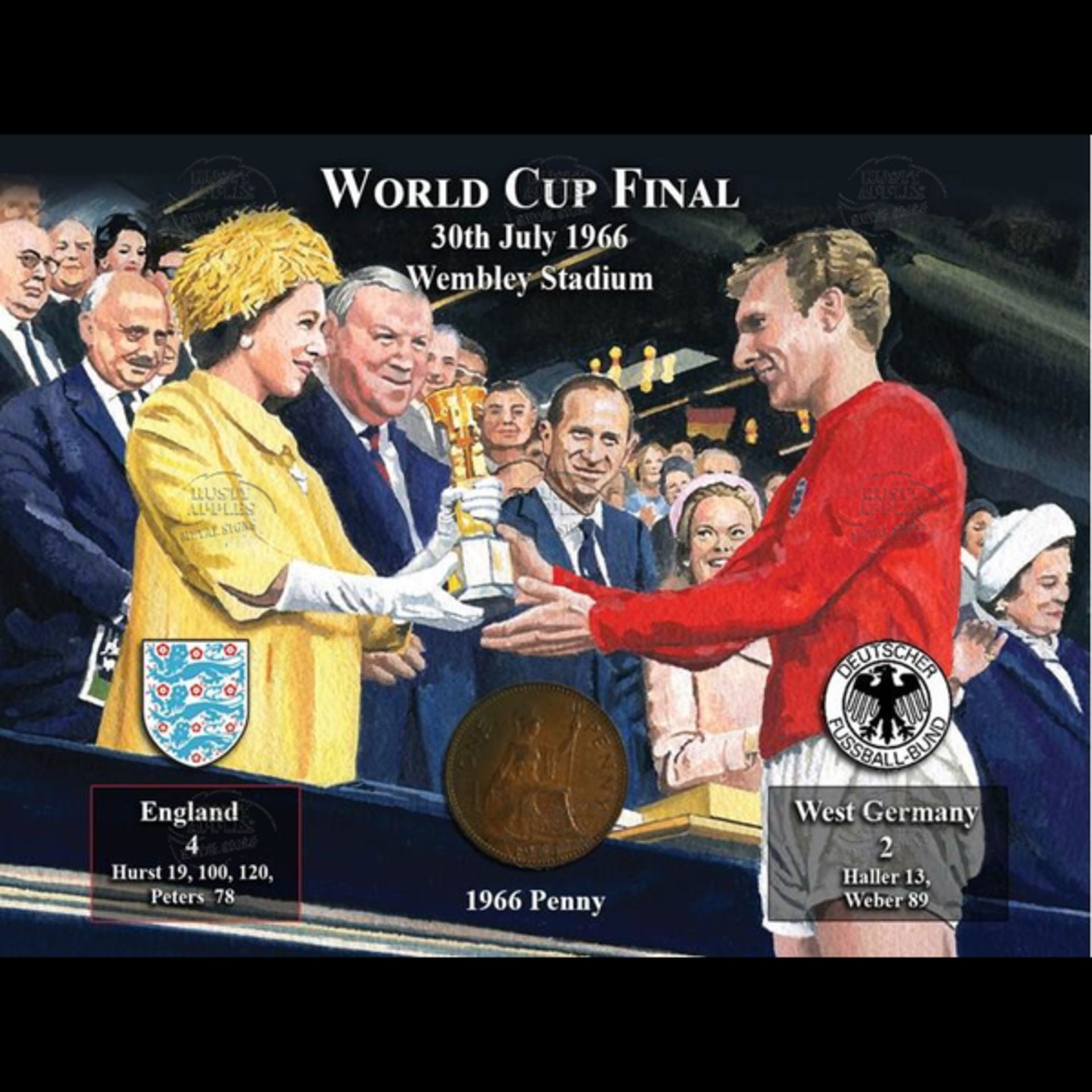 World Cup 1966 England Bobby Meets The Queen Original Penny Metal Coin Gift Set