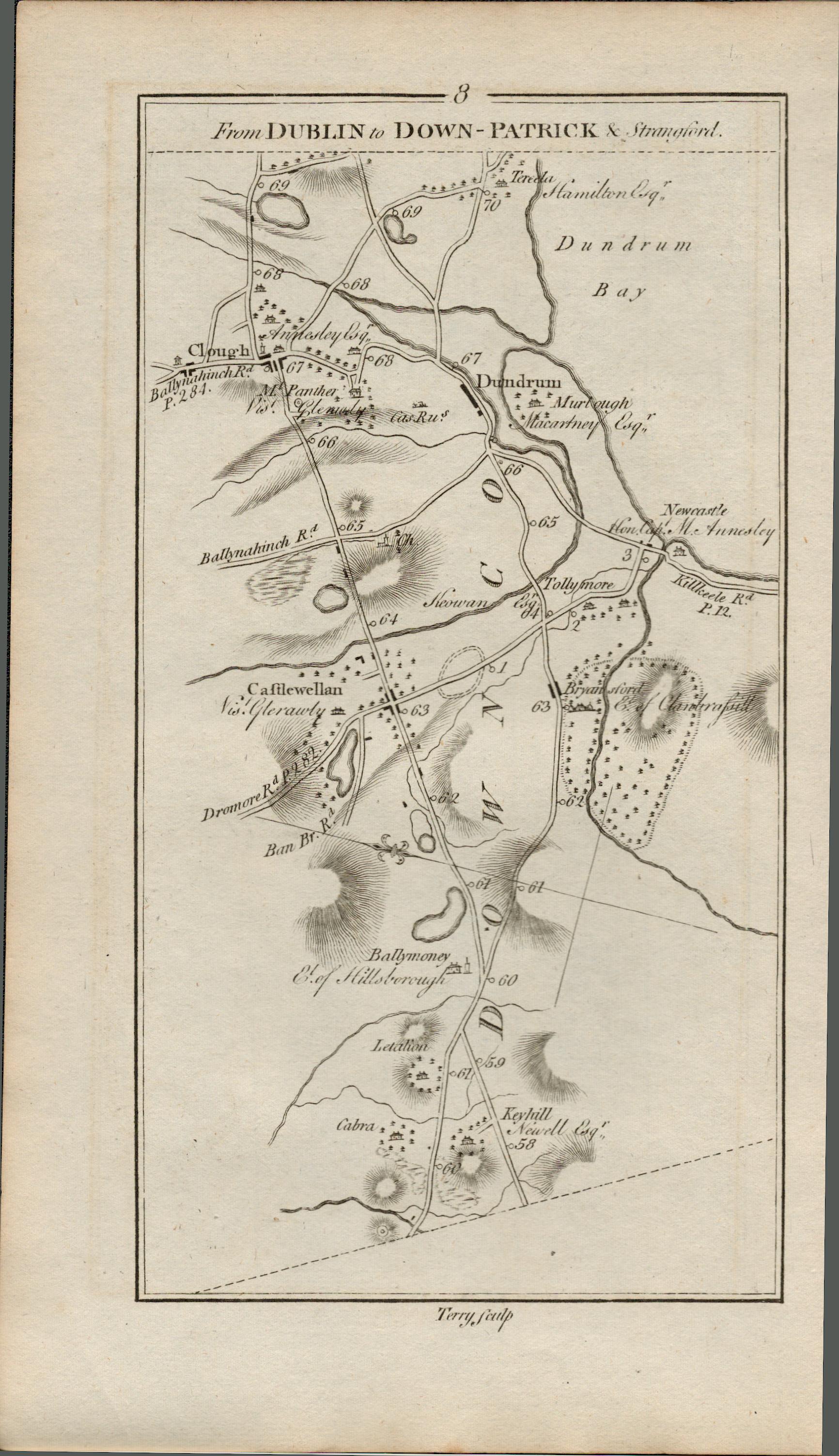 Taylor & Skinner 1777 Ireland Map Newry Warrenpoint Castlewellan Newcastle Dundrum Co Down. - Image 2 of 2