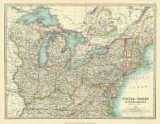 United States New York Washington Ohio Virginia Large Antique Map.