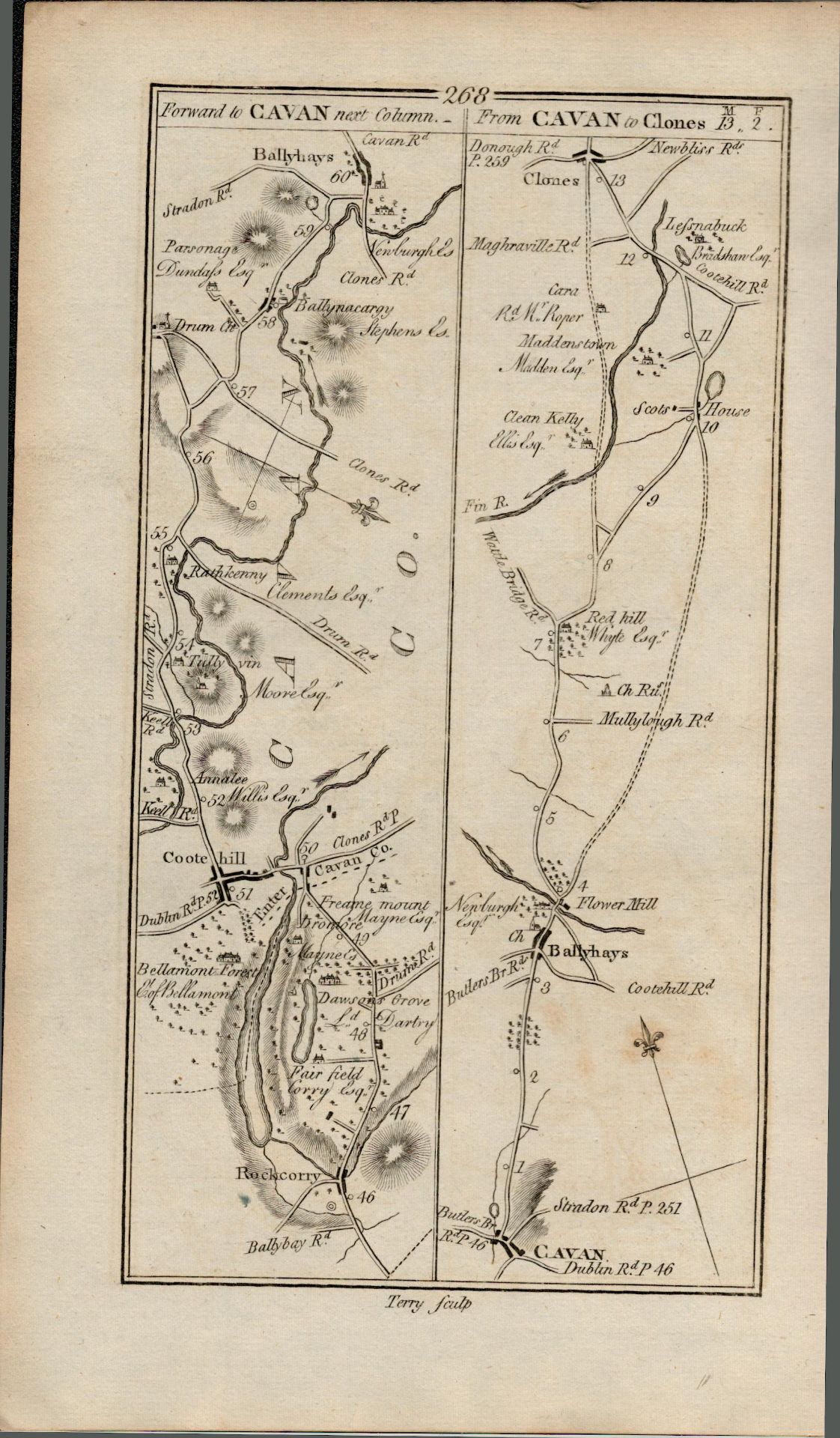 Taylor & Skinner 1777 Ireland Map Monaghan Middletown Cootehill Cavan Clones.