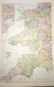 Coloured Antique Large Map South West England GW Bacon 1904.