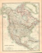 North America Canada Montreal Ontario Alaska Montana Large Coloured Antique Map.