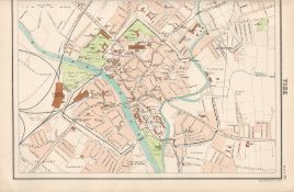 Victorian Map York City, Minster, City Walls, Castle, Street Plan Etc.