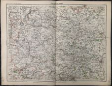 Victorian 1897 Map North Yorkshire York Ripon Bradford Leeds Skipton.