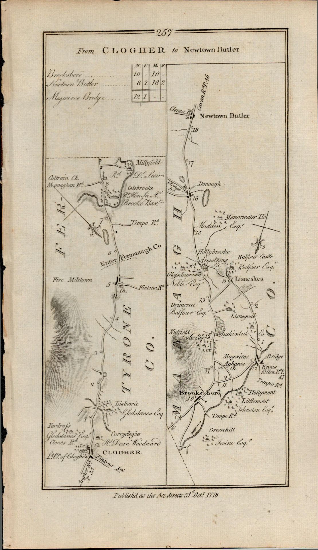 Taylor & Skinner 1777 Ireland Map Clogher Donagh Newtownstewart Cookstown.