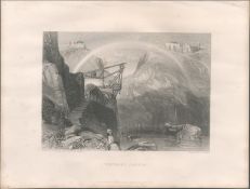 Tintagel Castle Cornwall Antique 1842 Steel Engraving