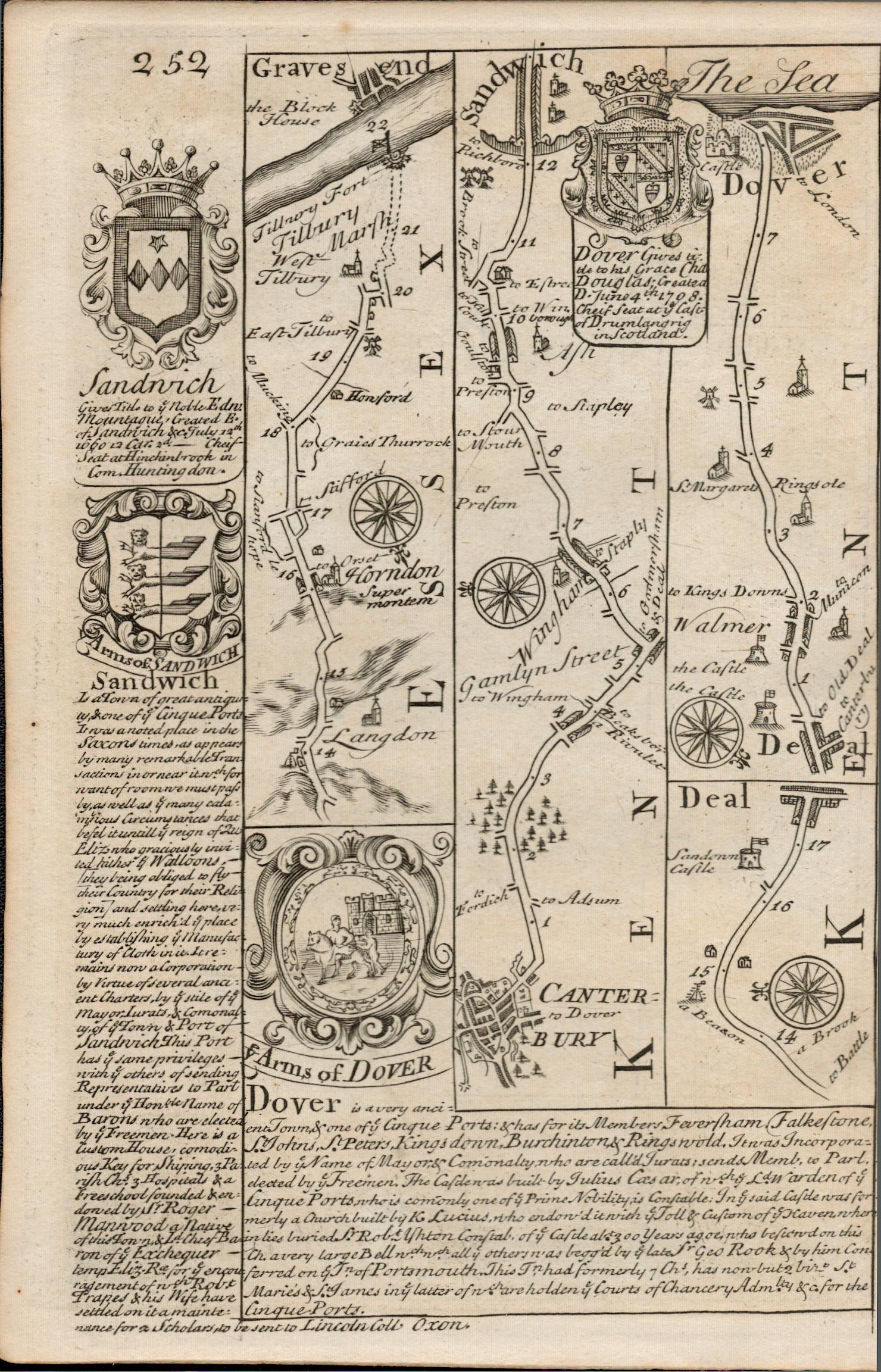 Britannia Depicta E Bowen c1730 Map Chelmsford Maldon Rayleigh and Dover. - Image 2 of 2