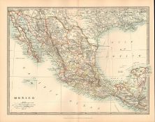 Mexico Texas Guatemala Honduras El Salvador Etc Large Antique Map.