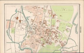 Victorian Map Oxford, Universities, Colleges, Castle, Parks, Magdalen Grove.