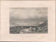 Shields Harbour Antique 1842 Steel Engraving.