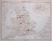 Victorian Antique 1897 Map Counties & Boroughs England & Wales.