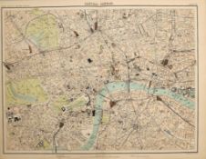 Victorian Antique 1897 Large Map London, Hyde Park, Camden, Westminster, Etc.